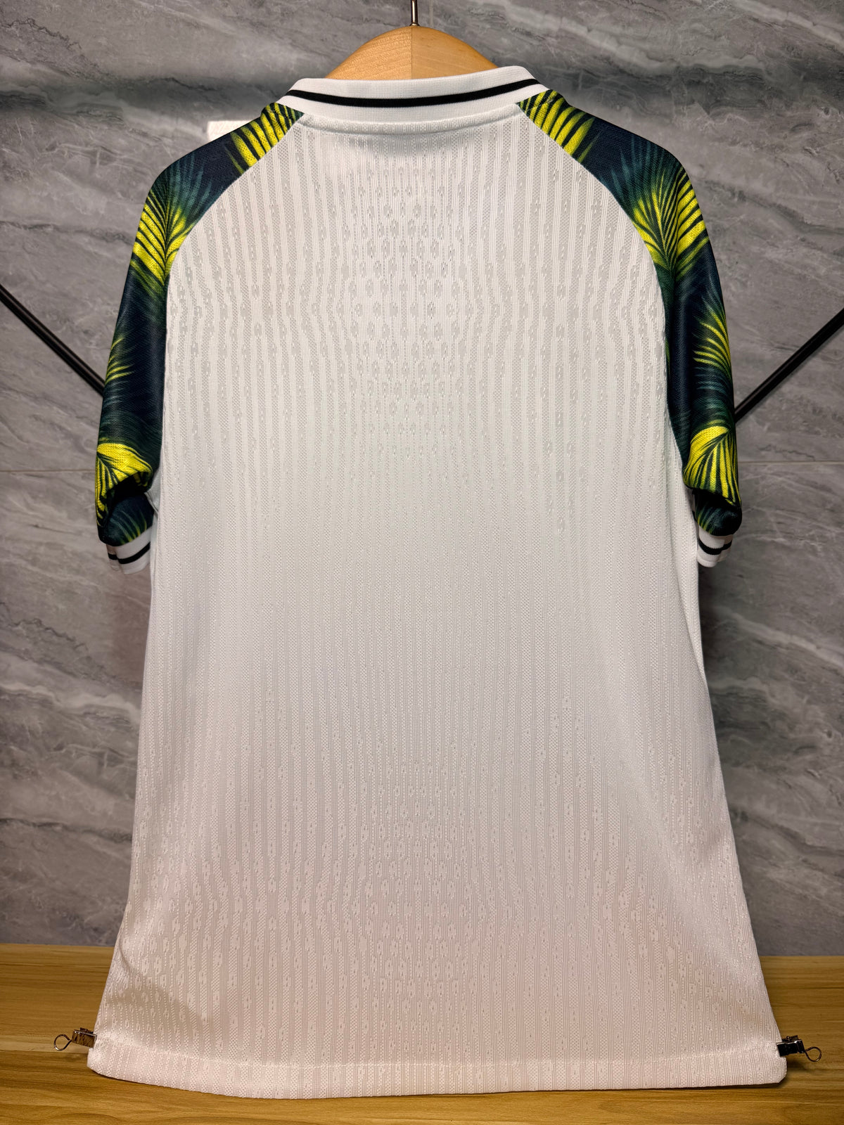 Maillot Brésil blanc tropical, vue de face