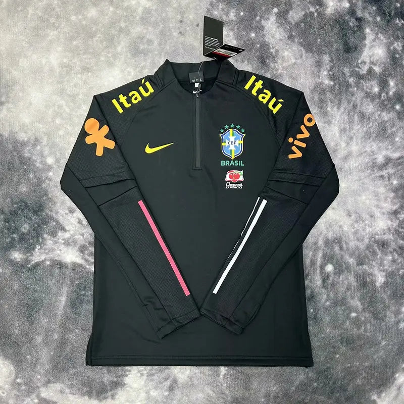 Haut d’entraînement Brésil noir à zip, vue de face