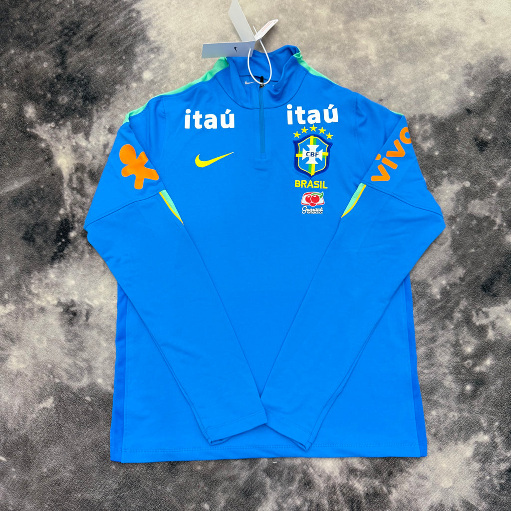 Haut d’entraînement Brésil bleu à demi zip, vue de face