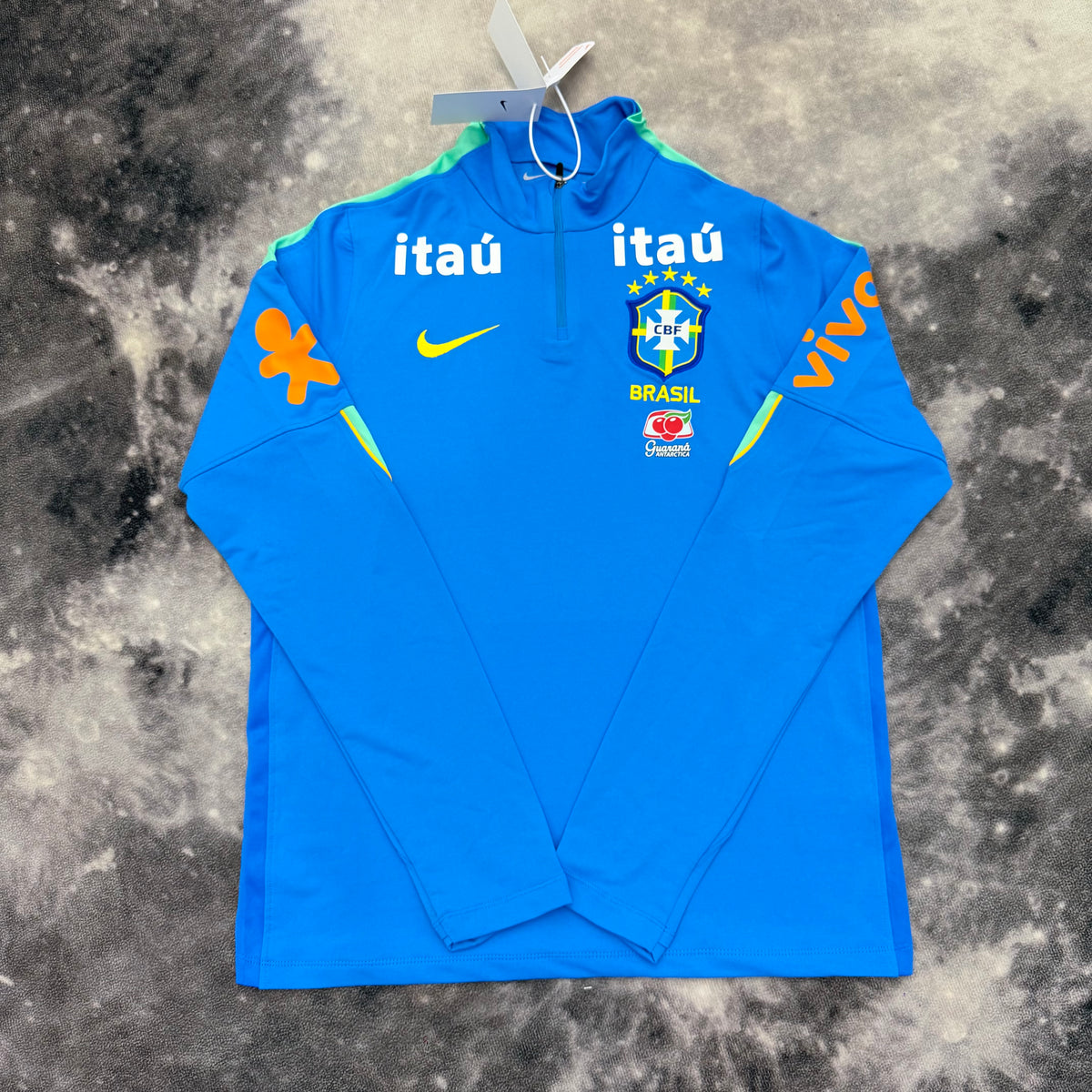 Haut d’entraînement Brésil bleu à demi zip, vue de face